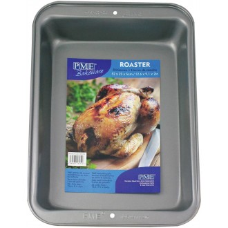 PME Cake Oblong Baking Non Stick Regular Roaster Tin Pan, 12.6 x 9.1 x 2 inches - Carbon Steel