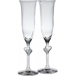 Stolzle L'Amour Sparkling Crystal Wine Flutes with Satin hearts, 175ml SET of 2 Gift Boxed Glasses (Made in Germany)