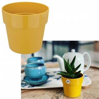 Elho Brussels Round Mini Indoor Flowerpot - Ochre, 9cm