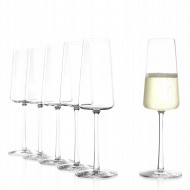 Stolzle Pulled Power Stem 6 Champagne Flute Glasses, 238ml, Set of 6 Glasses (Made in Germany)