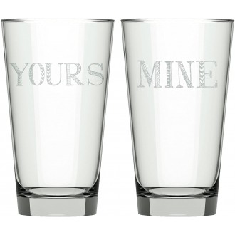 Creative Tops "Stir It Up Mine and Yours Printed Highball Glasses, 480ml, Gift Boxed