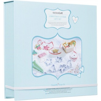 Sweetly Does It Christmas Cookie Cutter Set with Sweet, Gift, Piping Bags and Nozzles in a Box, Stainless Steel