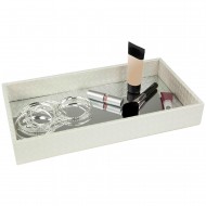 Home Basics Leather Vanity Tray, Ivory