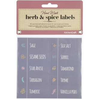 Home Made Pack of 50 Self Adhesive Herb Jar Labels in 10 Assorted Designs