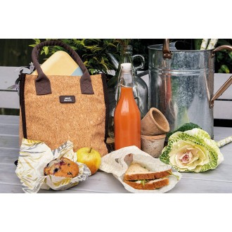 Natural Elements Cork Lunch Bag with Food Safe Lining, Sustainable Cork Fibres, Brown