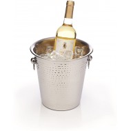 BarCraft Hammered-Steel Sparkling Wine & Champagne Bucket with Ring Handles