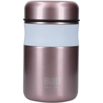 BUILT Double Wall Insulated Food Flask, Light Pink, 490ml