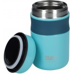 BUILT Double Wall Vacuum Insulated Food Flask for Hot and Cold Foods, Stainless Steel, Teal, 490 ml