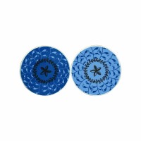 Candlelight Bohemian Assorted Ceramic Coasters, Blue and Gold 10cm  - set of 2