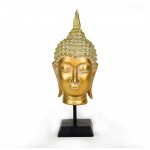 Candlelight Buddha Head Ornament on Stand Gold 24cm