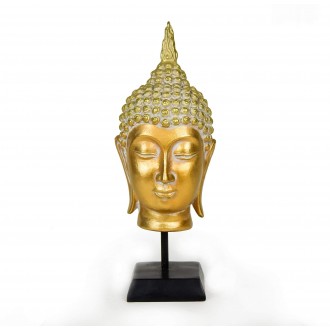 Candlelight Buddha Head Ornament on Stand Gold 24cm