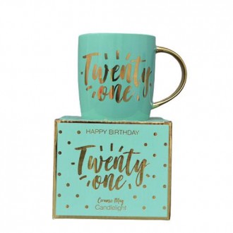 Candlelight Twenty One Milestone Mug in Gift Box Teal 9.2cm