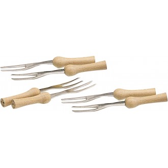 Kitchen Craft Set of 6 Corn on the Cob Skewers with Wooden Handles, Stainless Steel, 9.5 cm