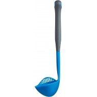 Colourworks Multi Soup Ladle / Strainer Spoon, Silicone, Blueberry, 27 cm