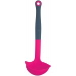 Colourworks Multi Soup Ladle / Strainer Spoon, Silicone, Raspberry, 27 cm