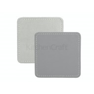 Creative Tops Naturals Premium Pack Of 4 Stitched Edge Faux Leather Coasters, Reversible,  Metalic Silver