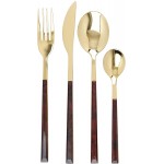 Mikasa Cutlery Set, Gold-Coloured Faux Tortoise Shell Stainless Steel Dinner Forks, Knives and Spoons - 16 Piece Set