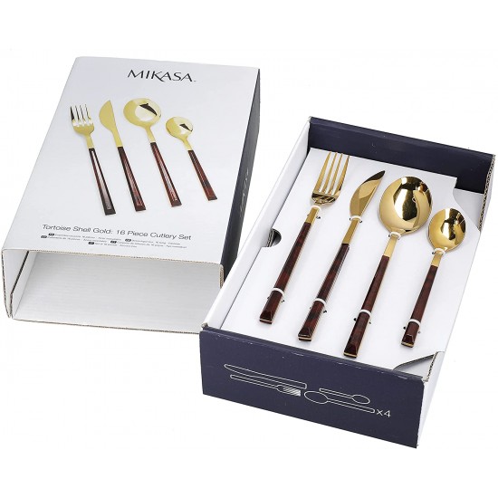 Shop quality Mikasa Cutlery Set, Gold-Coloured Faux Tortoise Shell Stainless Steel Dinner Forks, Knives and Spoons - 16 Piece Set in Kenya from vituzote.com Shop in-store or online and get countrywide delivery!