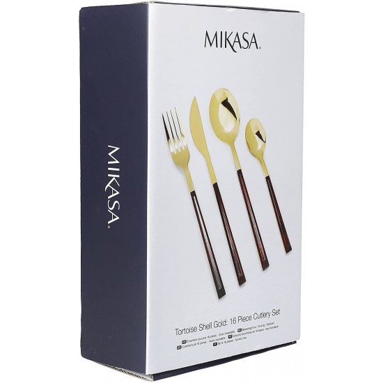 Shop quality Mikasa Cutlery Set, Gold-Coloured Faux Tortoise Shell Stainless Steel Dinner Forks, Knives and Spoons - 16 Piece Set in Kenya from vituzote.com Shop in-store or online and get countrywide delivery!