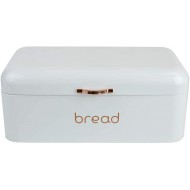 Home Basics Grove Bread Box, Heavy Duty Metal Design & Rose Gold Metal Handle