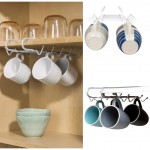 Home Basics Under The Shelf Vinyl Coated Steel 6 Hook Mug Rack, Silver