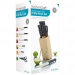 Kitchen Craft Six Piece Knife Set and Wooden Knife Block- Gift boxed