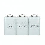 Living Nostalgia Tea/Coffee/Sugar Canisters in Gift Box, Steel, Vintage Blue