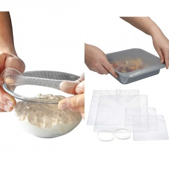 Master Class Silicone Stretch Lids Square Food Covers, ( 4 Piece Set of 19.5 cm )