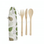 Natural Elements Reusable Bamboo Cutlery Set in Fabric Pouch