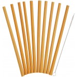 Natural Elements Reusable Straws, 10 Piece Bamboo Straw Set with Cleaning Brush, 19cm