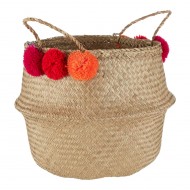 Premier Medium Seagrass Pom Pom Basket 