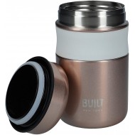 BUILT Double Wall Vacuum Insulated Food Flask for Hot and Cold Foods, Stainless Steel, Rose Gold, 490 ml