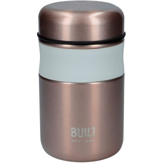 BUILT Double Wall Vacuum Insulated Food Flask for Hot and Cold Foods, Stainless Steel, Rose Gold, 490 ml