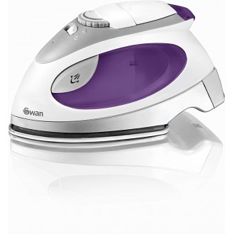 Swan Compact Fast Heat up Steam Travel Iron with Pouch and Beaker, Variable Temperature Control, 900W, Purple