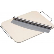 World of Flavours Italian Large Rectangular Ceramic Pizza Stone & Cutter