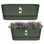 Elho Greenville Trough Long, Leaf Green - 50cm Width