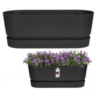 Elho Greenville Trough Long, Living Black - 50cm Width