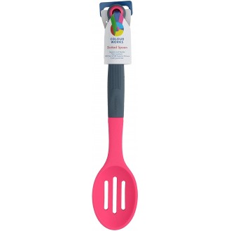 Colourworks Slotted Spoon, Silicone, Raspberry, 27 cm