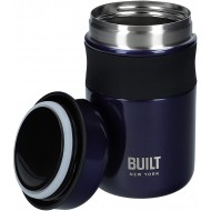 BUILT Double Wall Vacuum Insulated Flask for Hot and Cold Foods, 490 ml, Blue/Black