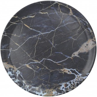 Creative Tops 'Navy Marble' Round Melamine Serving Tray with Decorative Print, 36 cm (14") - Navy Blue