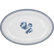 Katie Alice Vintage Indigo Serving Platter with Floral Design, 36 x 24 cm