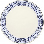 Mikasa Azores Stoneware Speckle-Patterned Dinner Plate 27.5 cm - Hammered Stoneware/Gold Rimmed  - (Sold Per Piece)