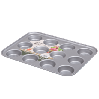 Baker & Salt Non-Stick Muffin Tin, 12 cup - Cup diameter 6.5cm.