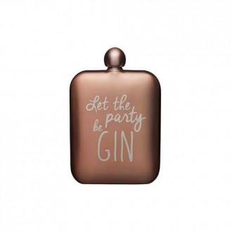 BarCraft Stainless Steel Pink Hip Flask Let The Party Be Gin, 75ml