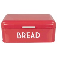 Home Basics Grove Bread Box For Kitchen Dry Food Storage Container Retro Vintage Design, Red