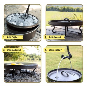 Lodge 4-in-1 Camp Dutch Oven Tool, 10.82, Black