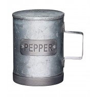 Industrial Kitchen Galvanised Steel Vintage-Style Pepper Pot, 10 cm