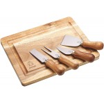 Artesà Wooden Cheese Board and Knife Set in Gift Box, Acacia, 5 Pieces