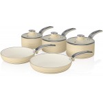 Swan Retro Cookware Pan Set Non-Stick Ceramic Coating, Aluminium, Cream, 5 Piece