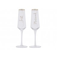 Creative Tops Champagne Flute Wedding Gift Set, Glass, 250 ml (Set of 2 'Just Married' Champagne Glasses)